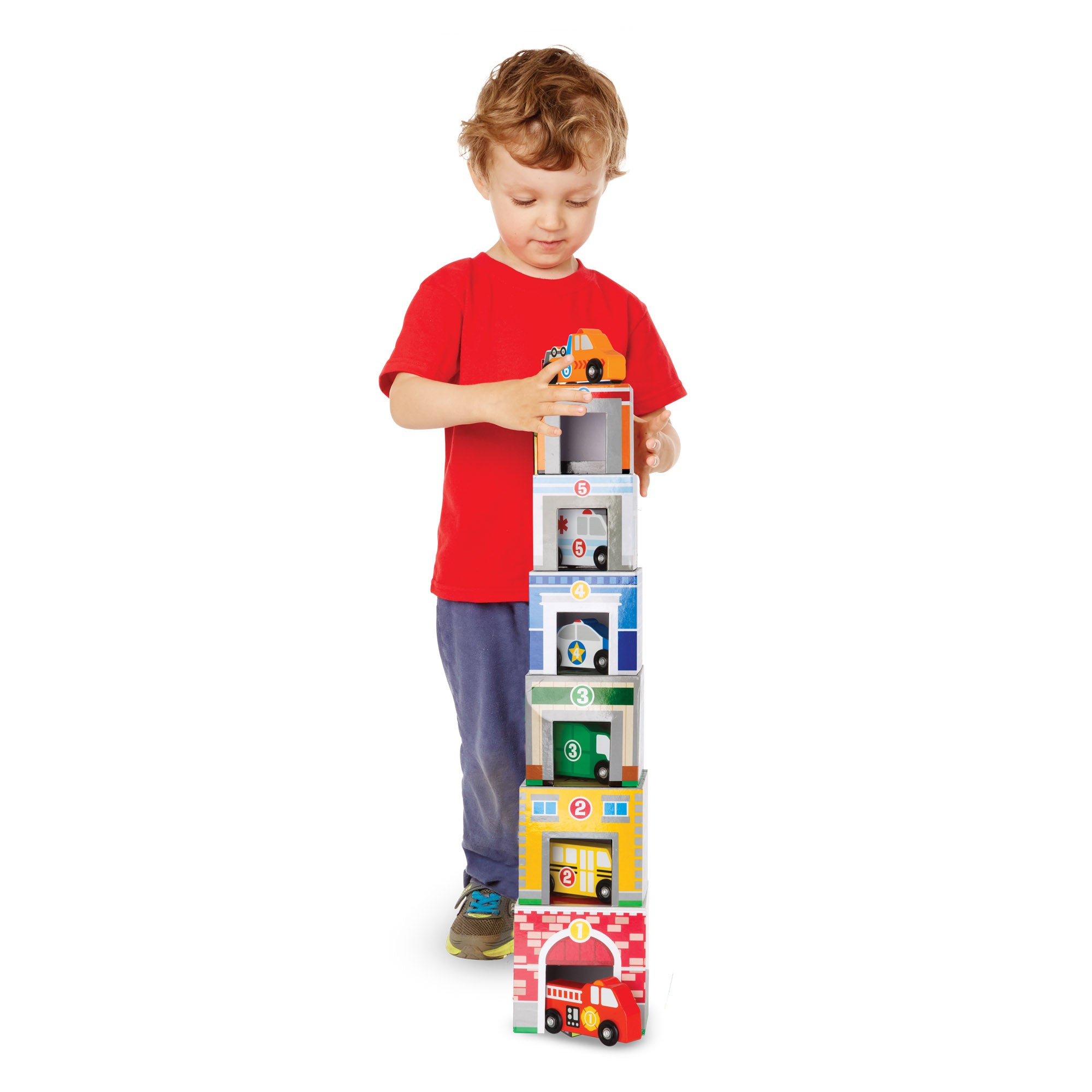 Melissa & Doug Nesting & Sorting Buildings & Vehicles - Image 2