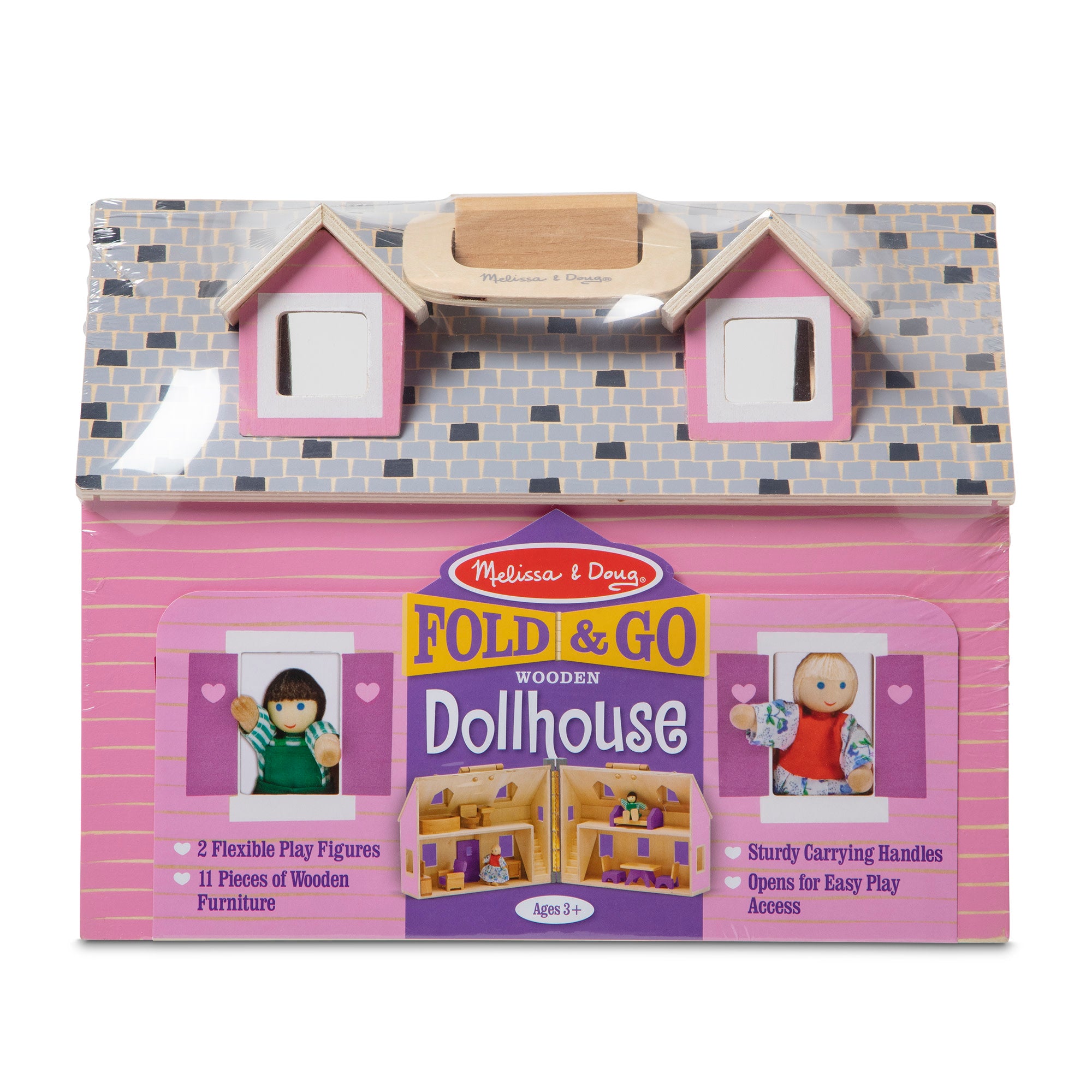 Melissa & Doug Wooden Fold & Go Dollhouse - Image 3