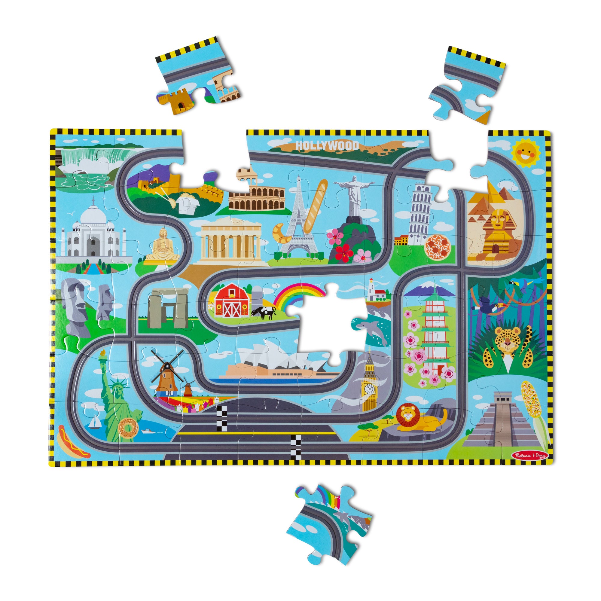 Melissa & Doug Race Around the World Tracks Floor Puzzle - 48 Pieces - Image 9
