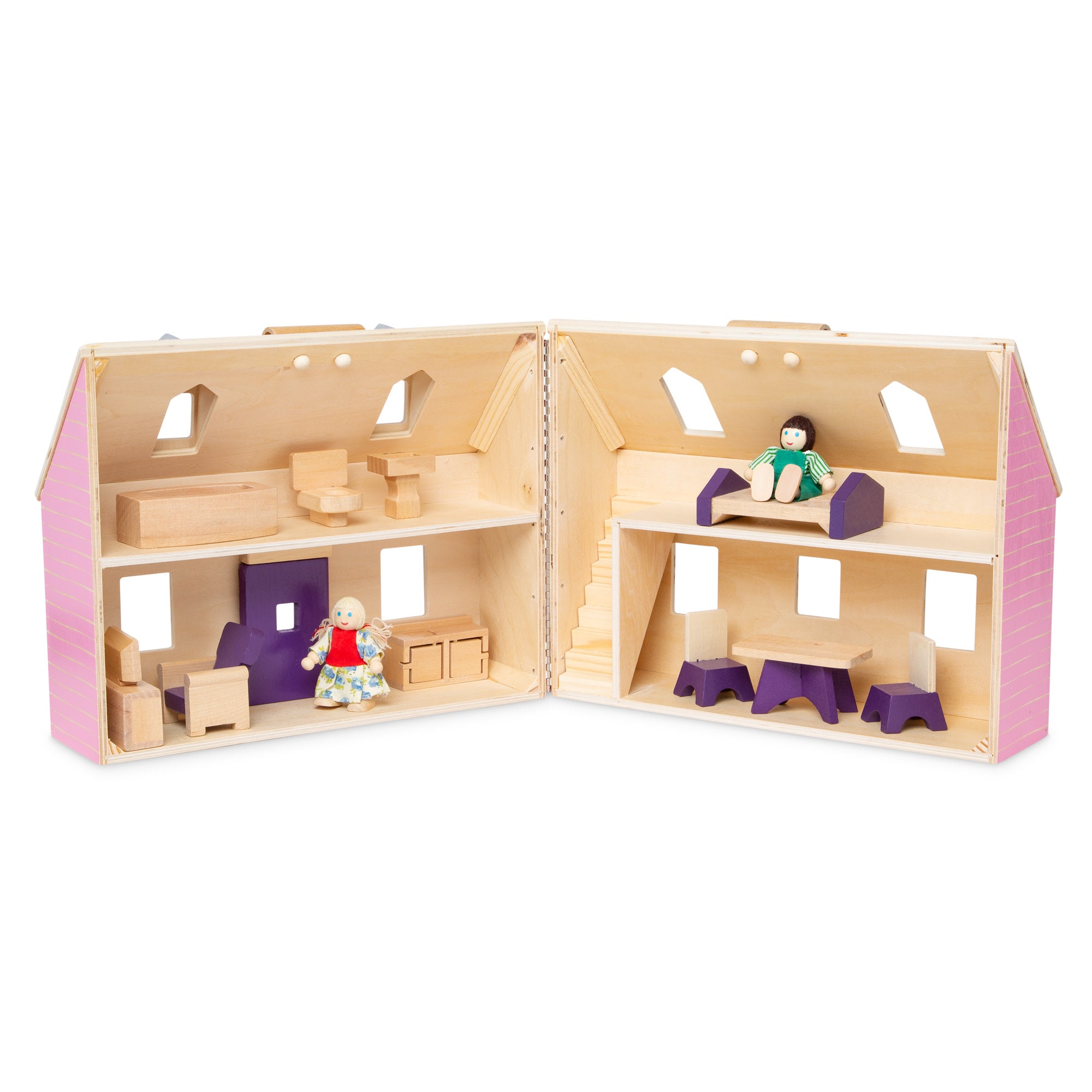 Melissa & Doug Wooden Fold & Go Dollhouse - Image 4