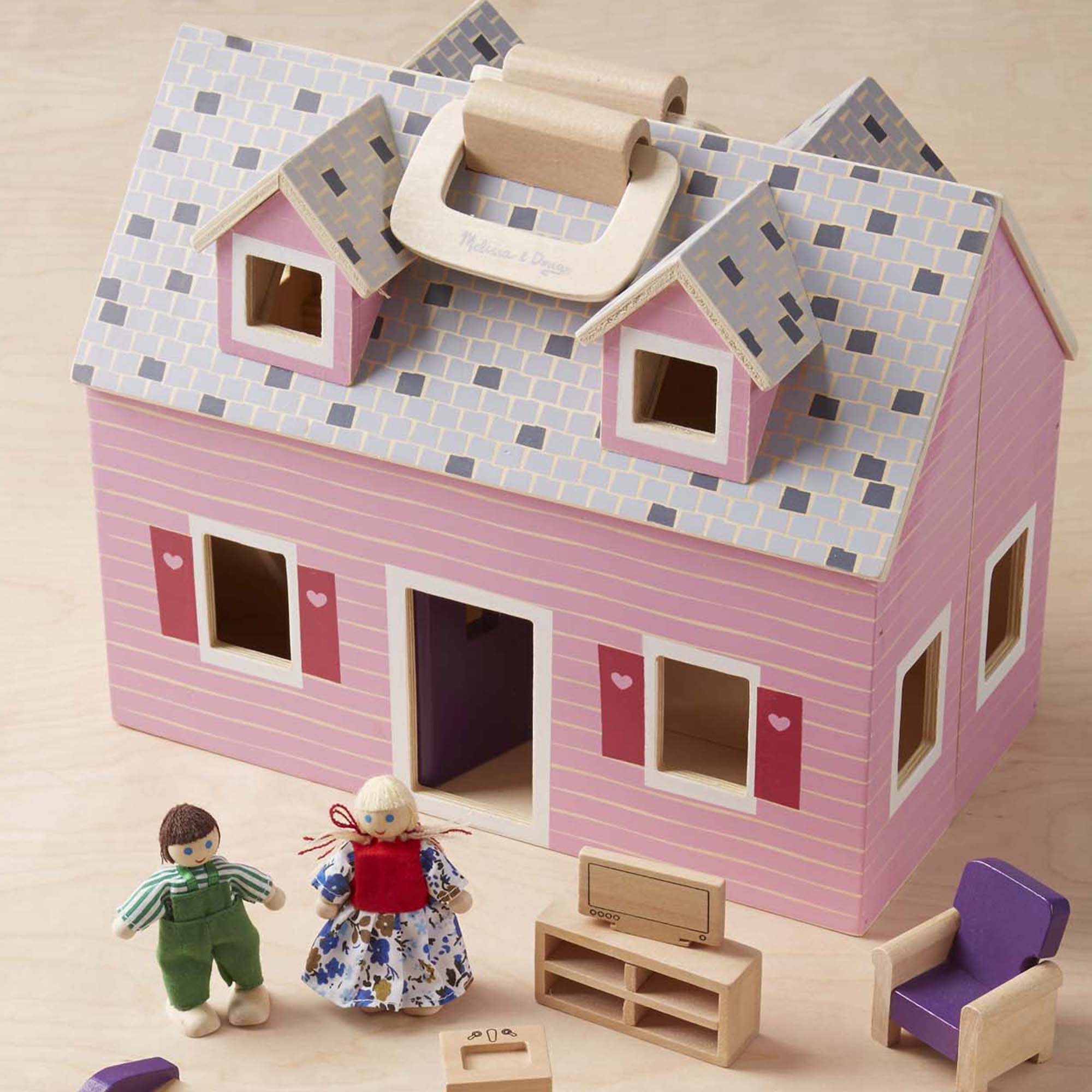 Melissa & Doug Wooden Fold & Go Dollhouse - Image 9