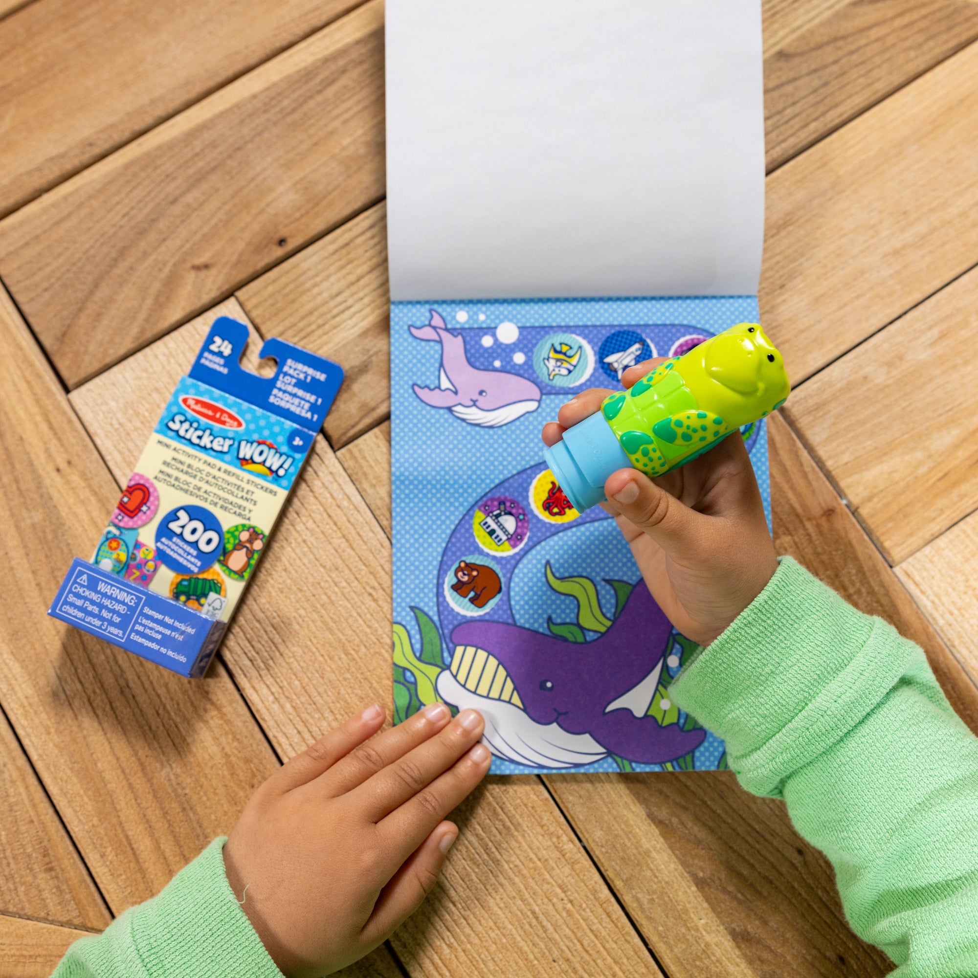 Melissa & Doug Sticker WOW!? Sea Turtle Bundle: Activity Pad & Sticker Stamper + Mini Activity Pad and 200 Refill Stickers - Image 10