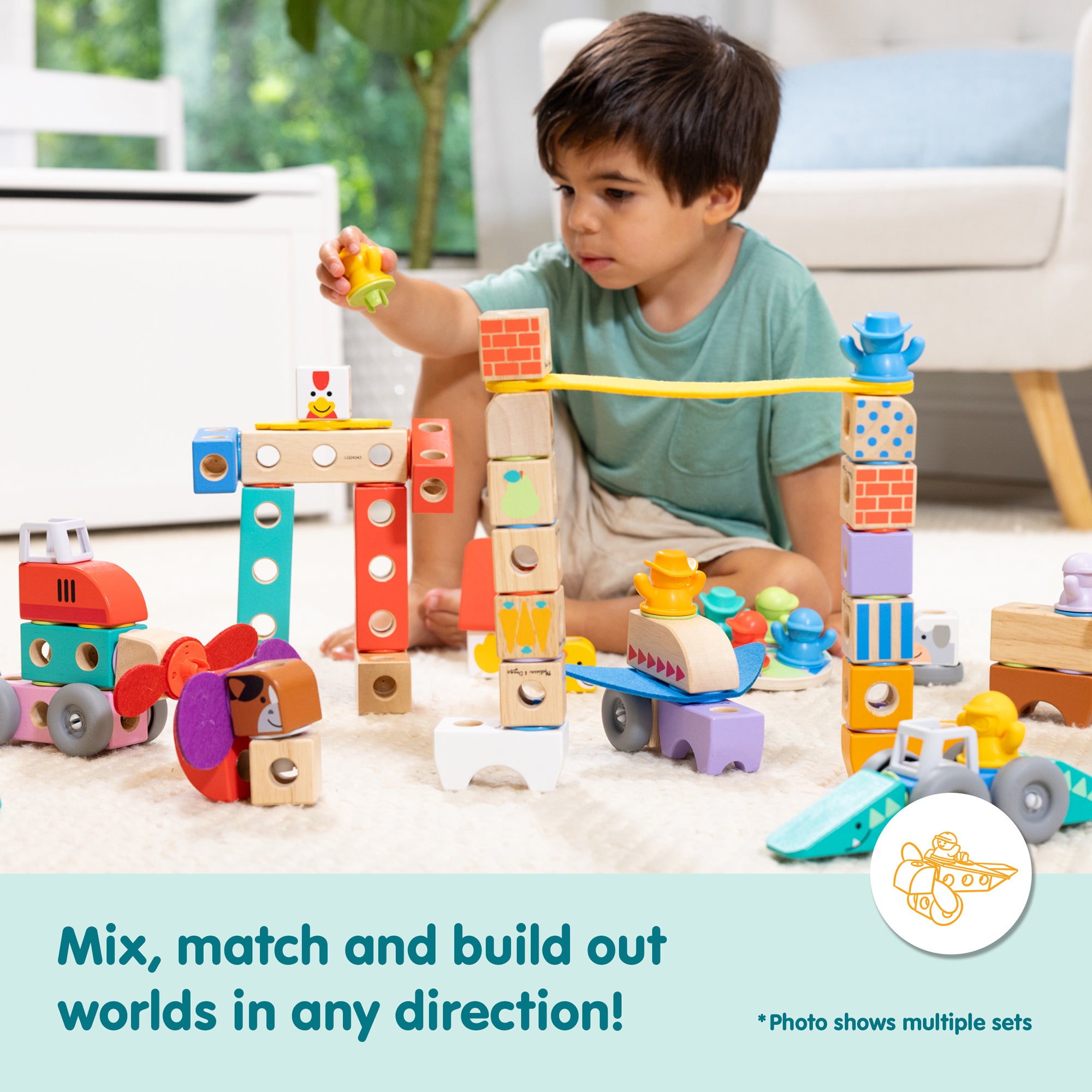 Melissa & Doug Blockables? Vehicles Play Set - Image 6