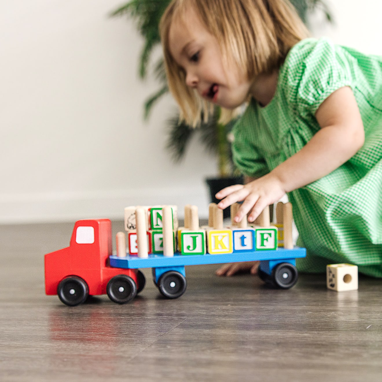 Melissa & Doug Alphabet Blocks Wooden Truck - Image 2