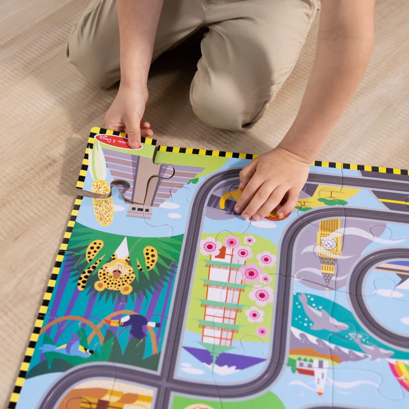 Melissa & Doug Race Around the World Tracks Floor Puzzle - 48 Pieces - Image 5
