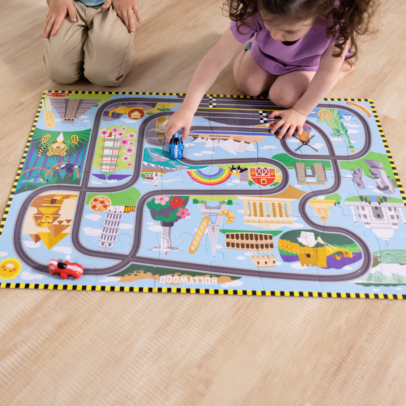 Melissa & Doug Race Around the World Tracks Floor Puzzle - 48 Pieces - Image 7