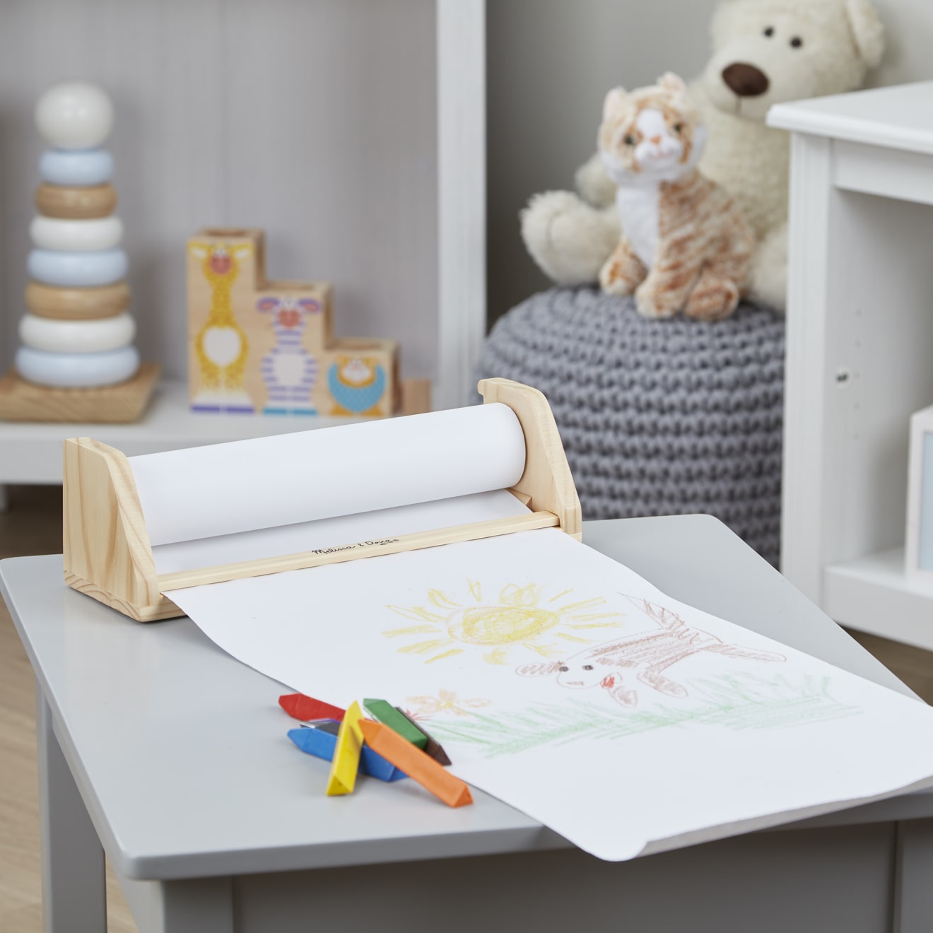 Melissa & Doug Wooden Tabletop Paper Roll Dispenser - Image 9