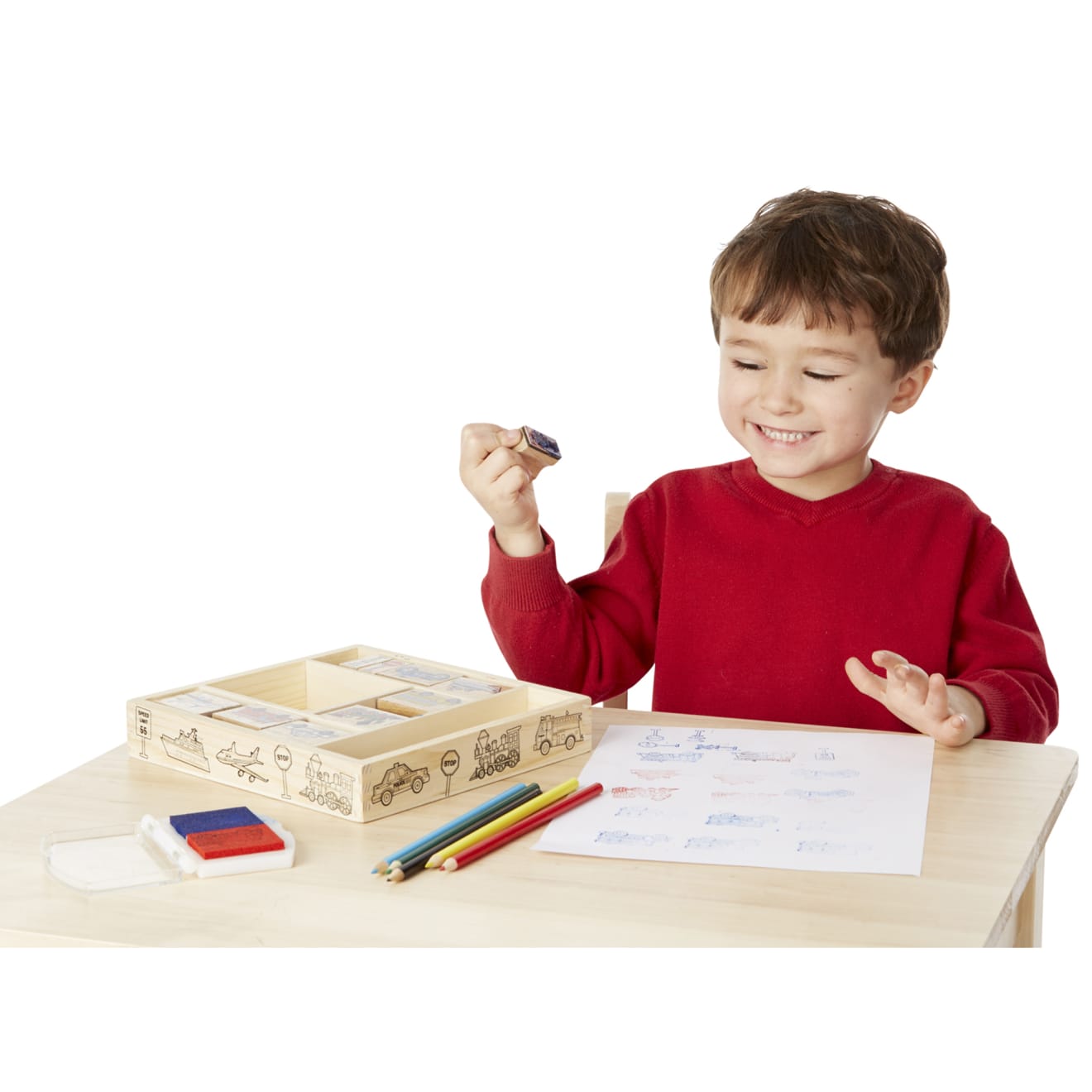 Melissa & Doug Wooden Stamp Set - Vehicles - Image 7