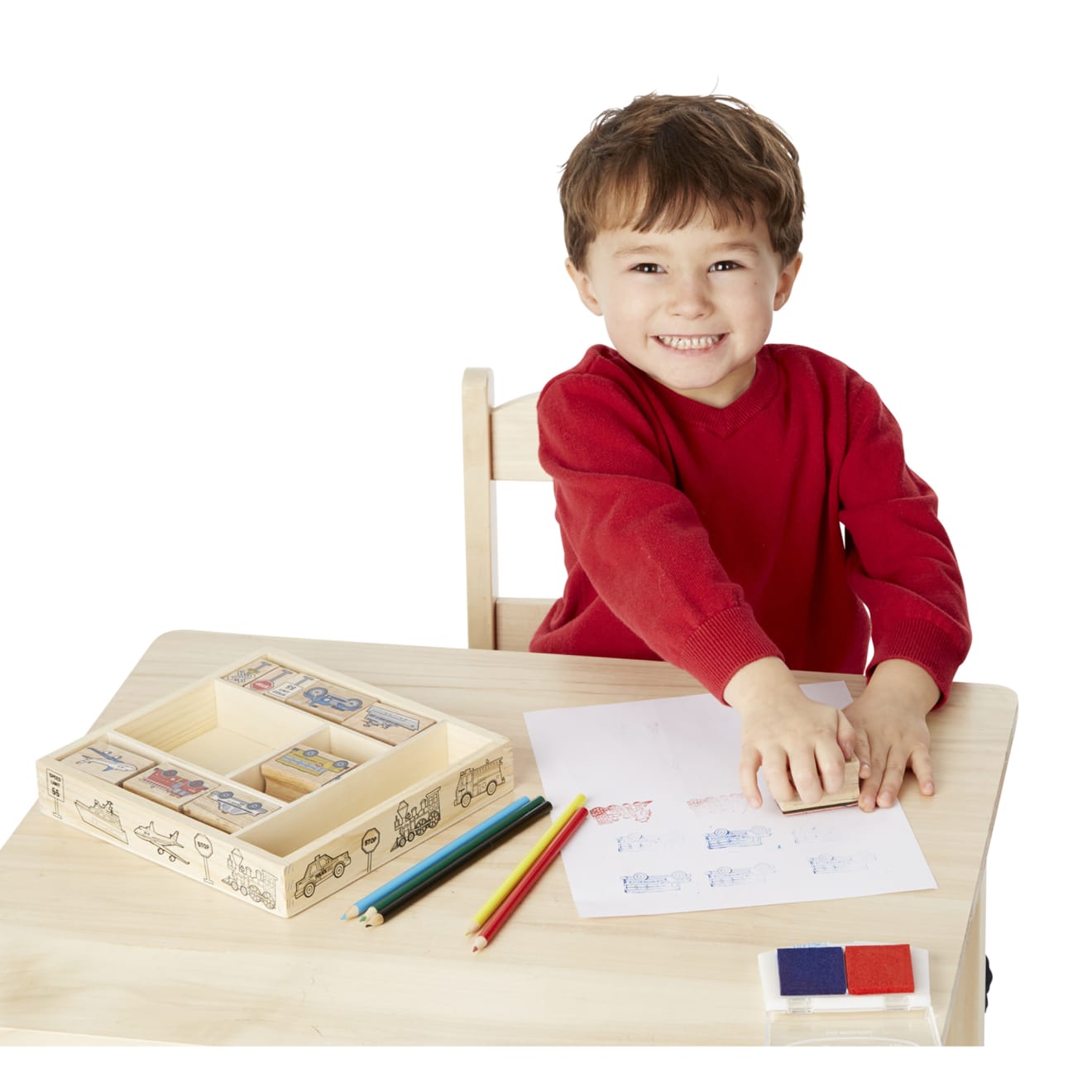 Melissa & Doug Wooden Stamp Set - Vehicles - Image 9