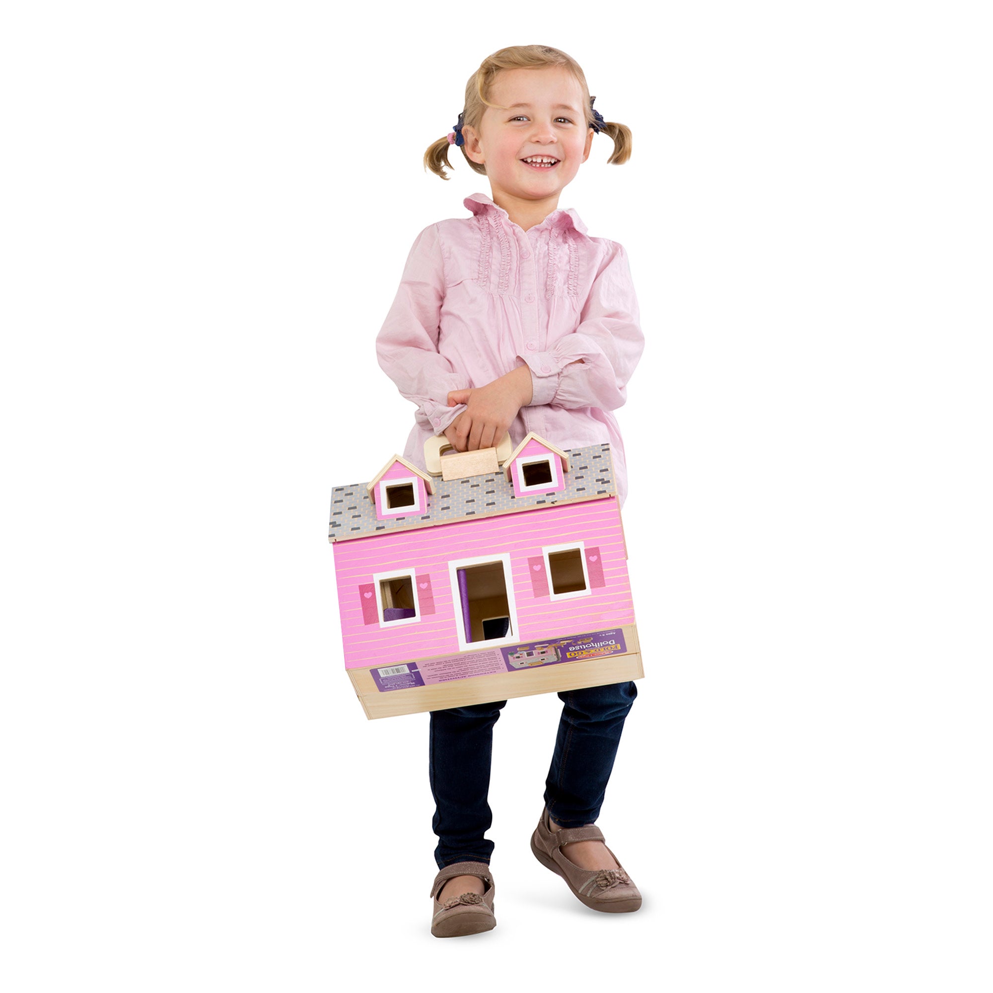 Melissa & Doug Wooden Fold & Go Dollhouse - Image 8
