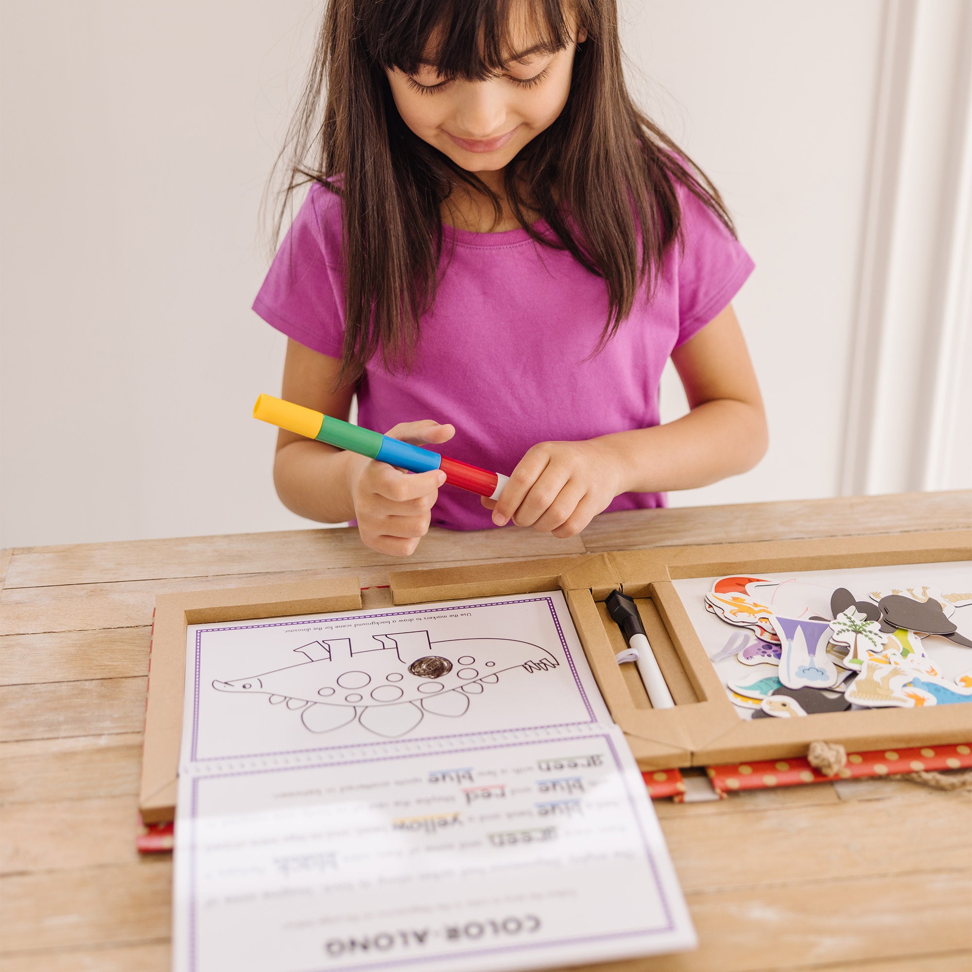 Melissa & Doug Natural Play: Play, Draw, Create Reusable Drawing & Magnet Kit ?C Dinosaurs - Image 2