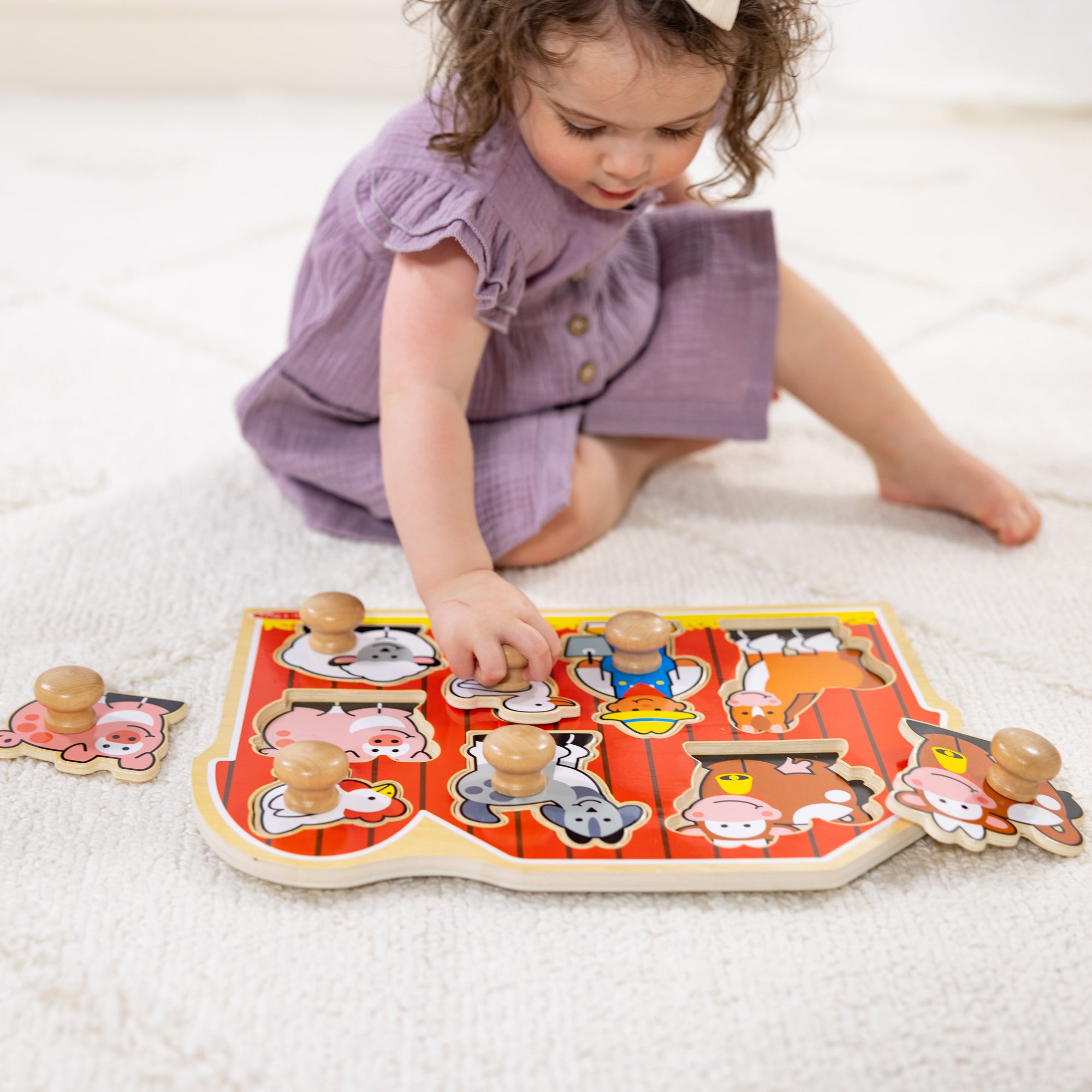 Melissa & Doug Farm Friends Jumbo Peg Puzzle - 8 Pieces - Image 10