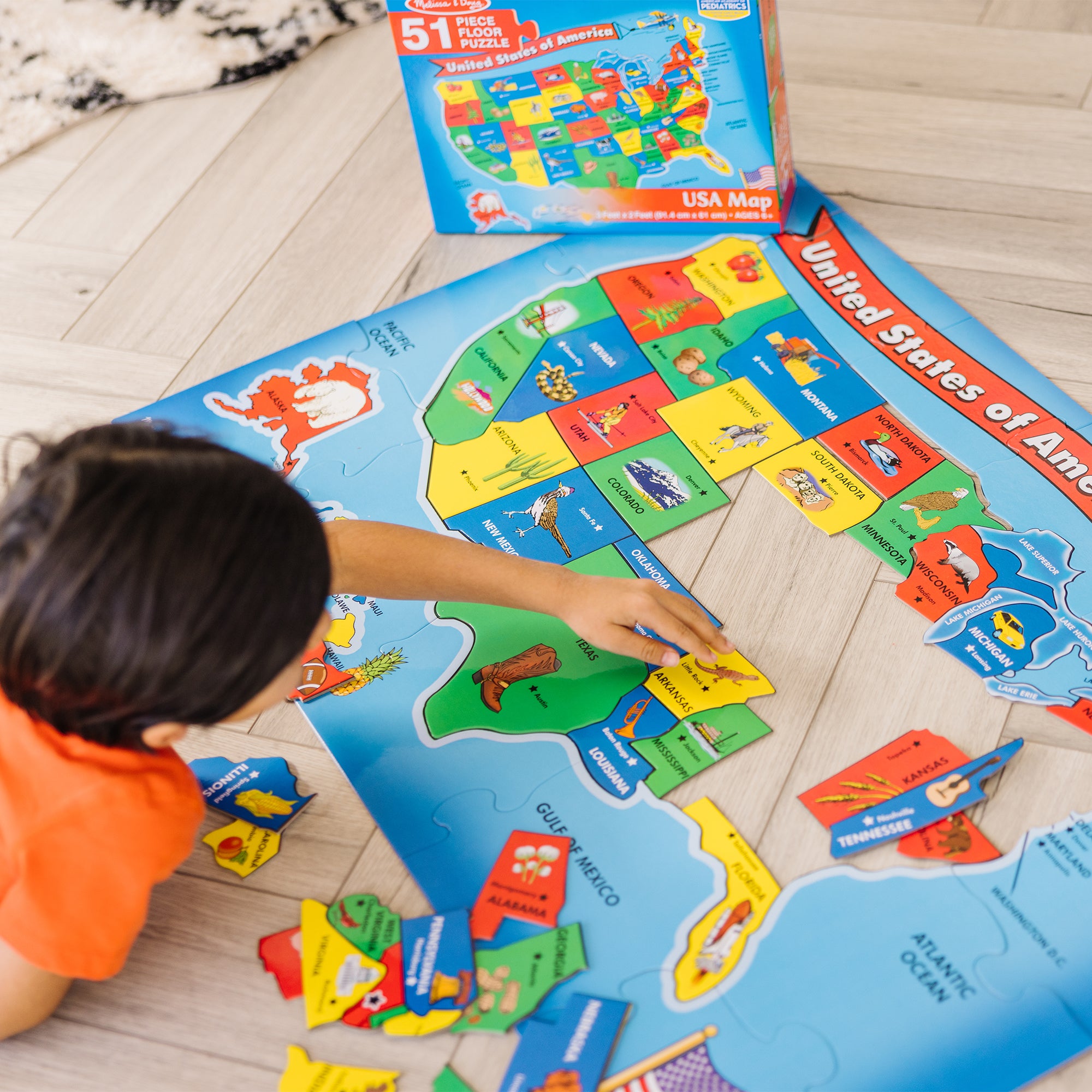 Melissa & Doug USA Map Floor Puzzle - 51 Pieces - Image 8