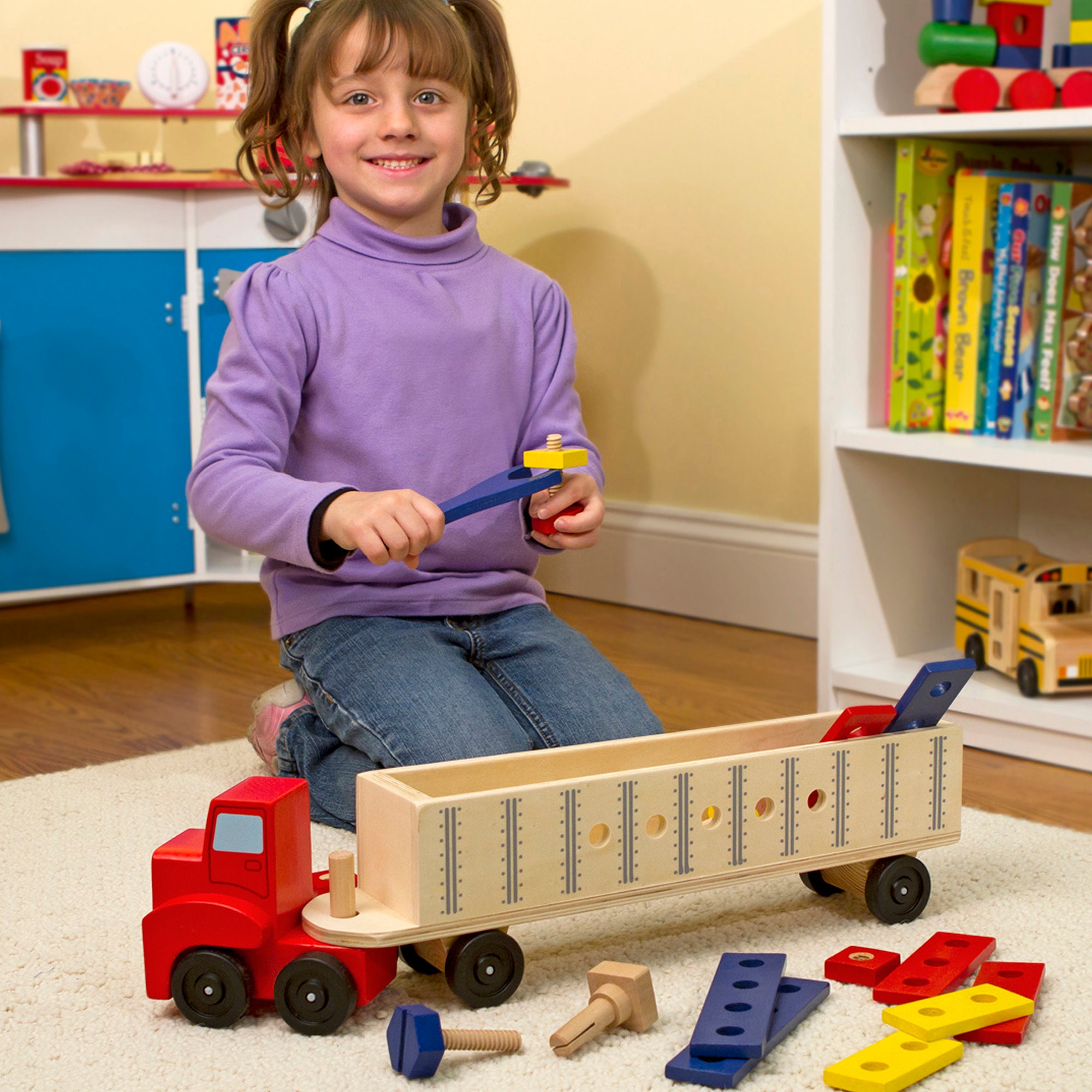 Melissa & Doug Wooden Big Rig Building Set - Image 2